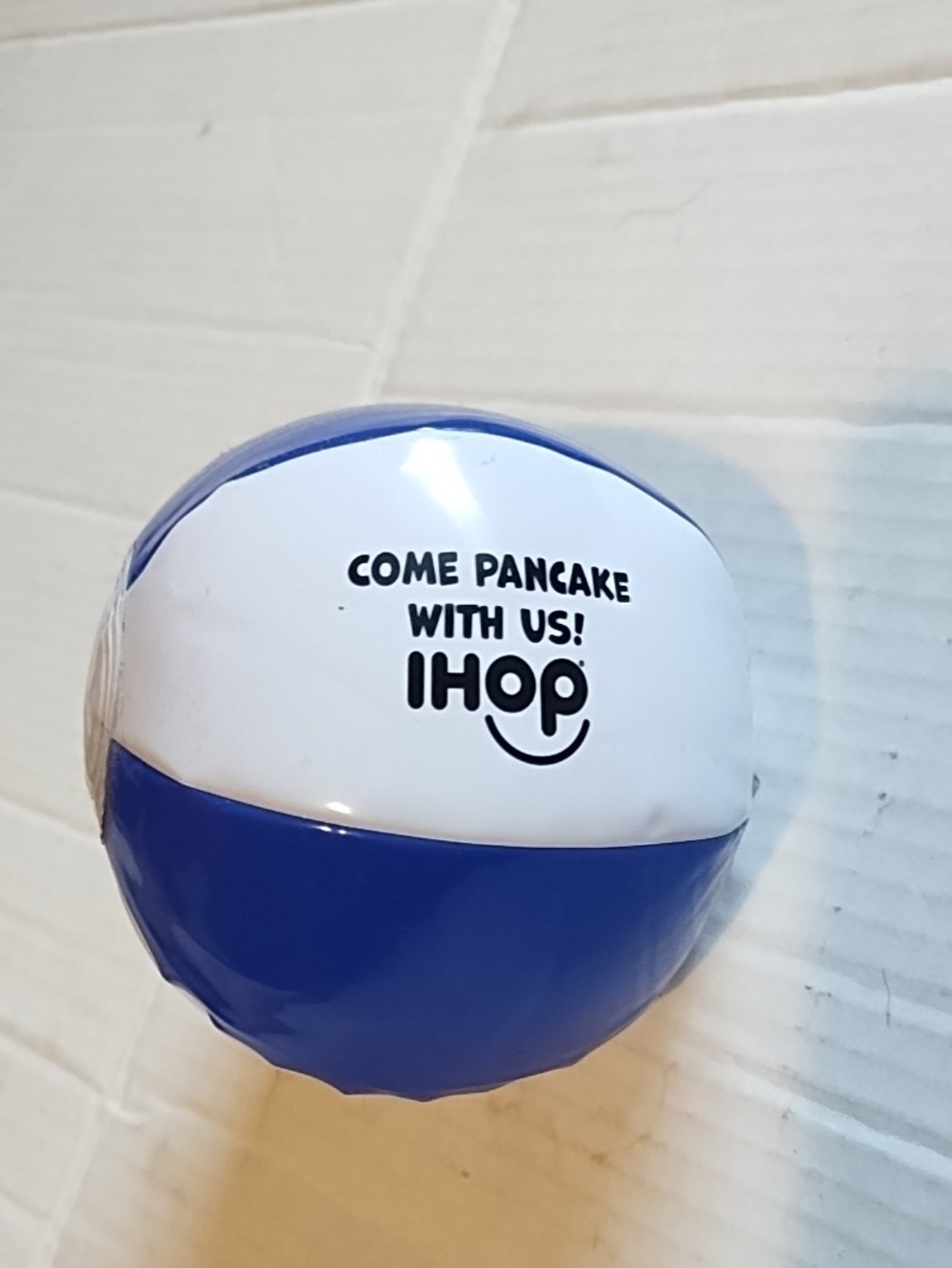 Mini Blue and White Promotional Beach Ball - Come Pancake With Us!